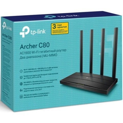 Wi-Fi роутер TP-Link Archer C80 AC1900 10/100/1000BASE-TX черный