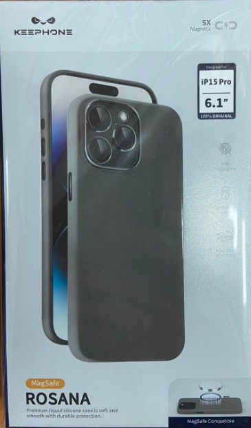 Накладка для i-Phone 15 Pro Keephone Rosana Magsafe серый