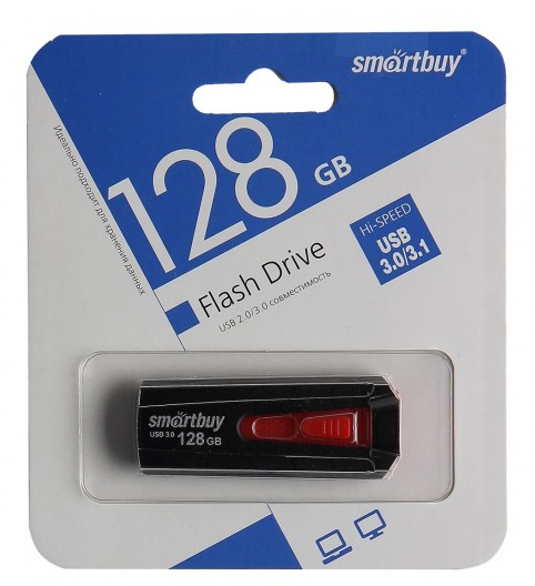 3.0 USB флеш накопитель Smartbuy 128GB Iron Black/Red (SB128GBIR-K3)
