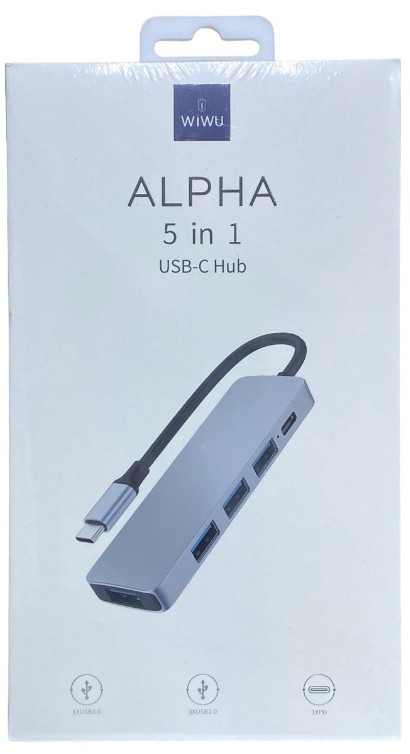 USB-C хаб WIWU Alpha 5в1 4USB/USB-C A541BC серый