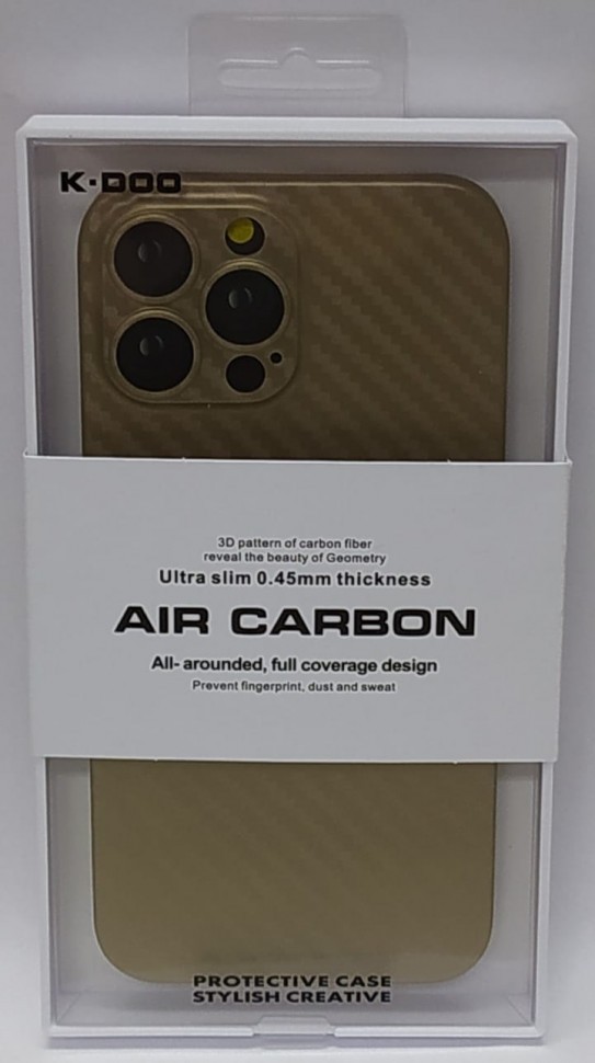 Накладка для i-Phone 13 Pro Max 6.7" K-Doo Air Carbon пластик золотая