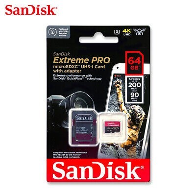micro SDXC карта памяти Sandisk Extreme Pro 64GB Class 10 600x 200/90 MB/s (SDSQXCU-064G-GN6MA)