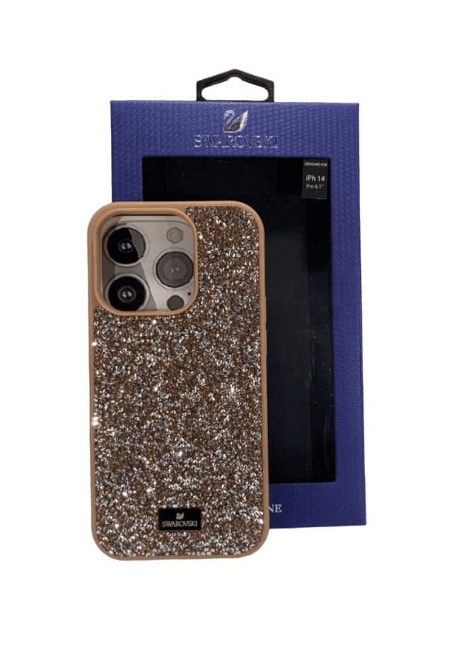 Накладка для i-Phone 14 Pro 6.1" Swarovski розовое-золото