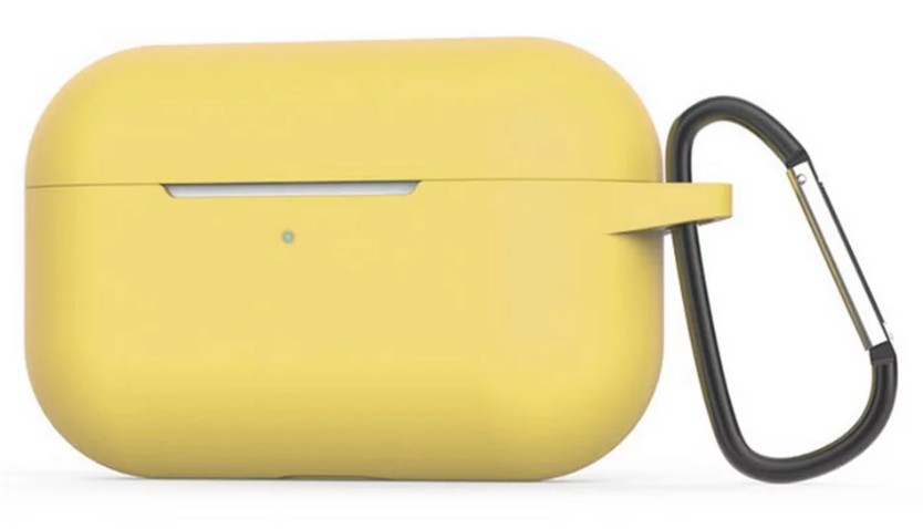 Силиконовый чехол для AirPods Pro 2 c карабином желтый