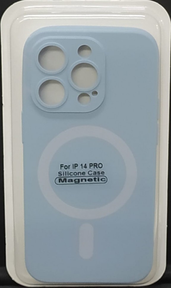 Накладка для i-Phone 14 Pro 6.1" Magsafe силикон серо-голубая