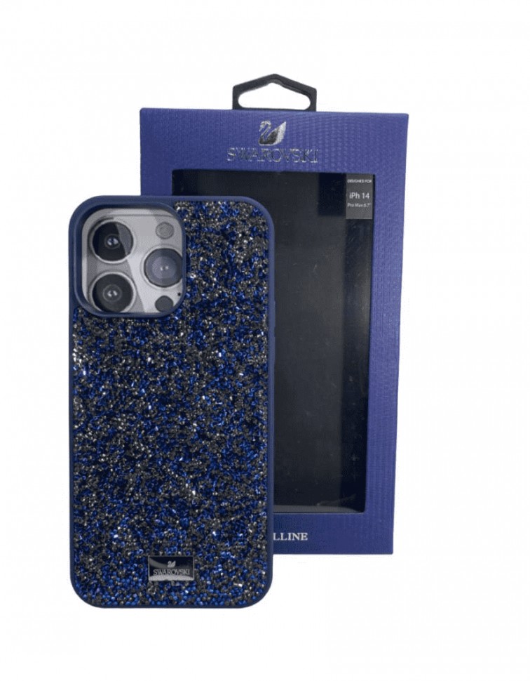 Накладка для i-Phone 14 Pro Max 6.7" Swarovski синии