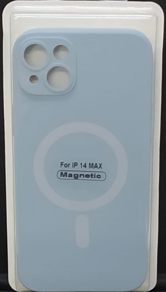 Накладка для i-Phone 14 Max 6.7" Magsafe силикон серо-голубая