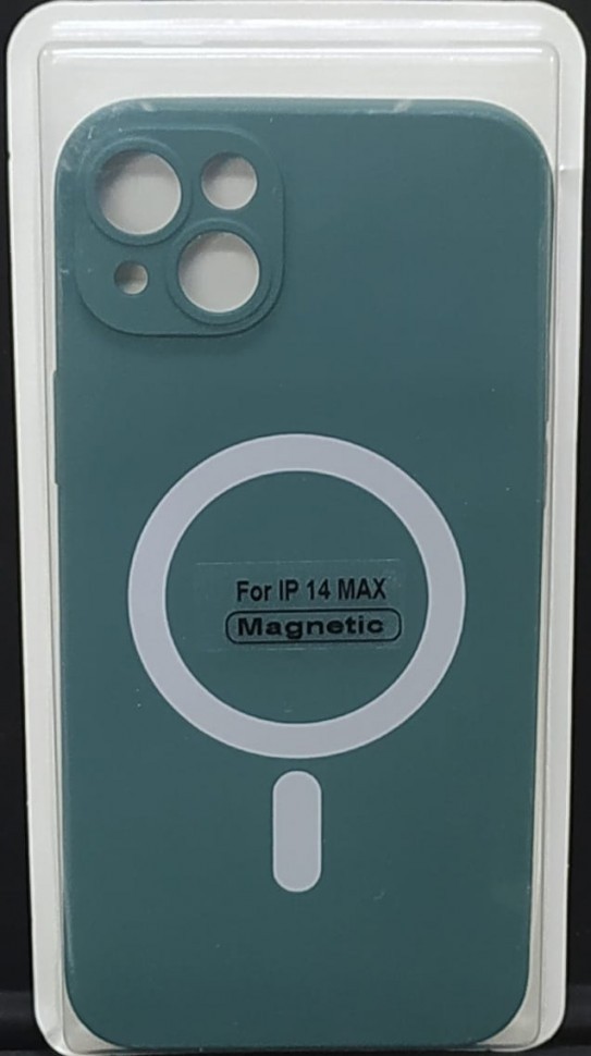 Накладка для i-Phone 14 Max 6.7" Magsafe силикон темно-зеленая