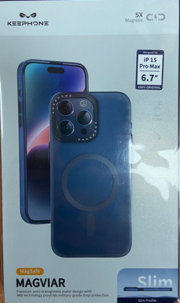 Накладка для i-Phone 15 Pro Max Keephone Magviar Magsafe синяя