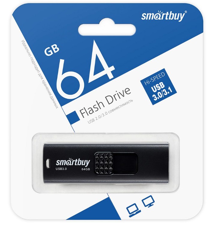 3.1 USB флеш накопитель SmartBuy 64GB Fashion (SB064GB3FSK) черный