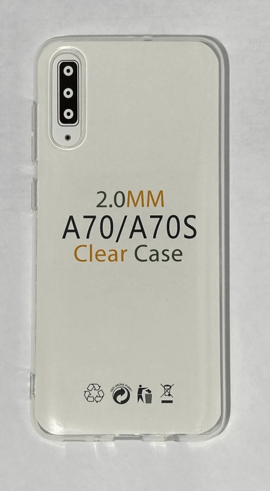 Чехол-накладка силикон 2.0мм Samsung Galaxy A70 прозрачный