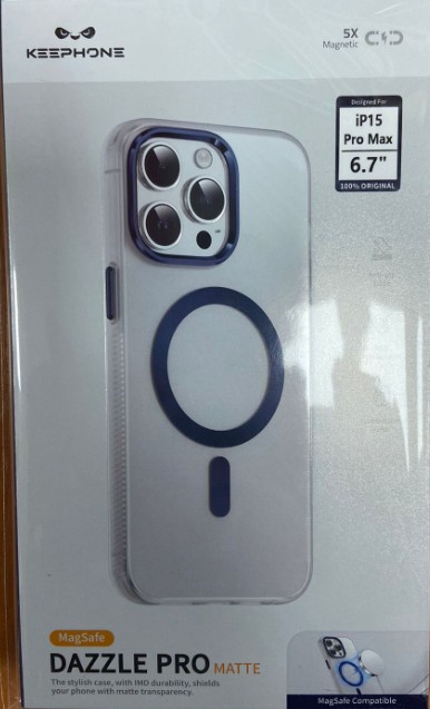Накладка для i-Phone 15 Pro Max Keephone Dazzle Pro Magsafe синий