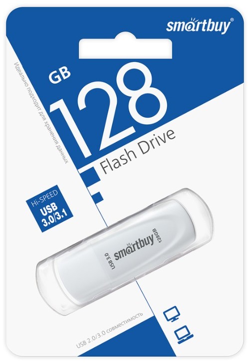 3.0/3.1 USB флеш накопитель SmartBuy 128GB Scout (SB128GB3SCW) белый