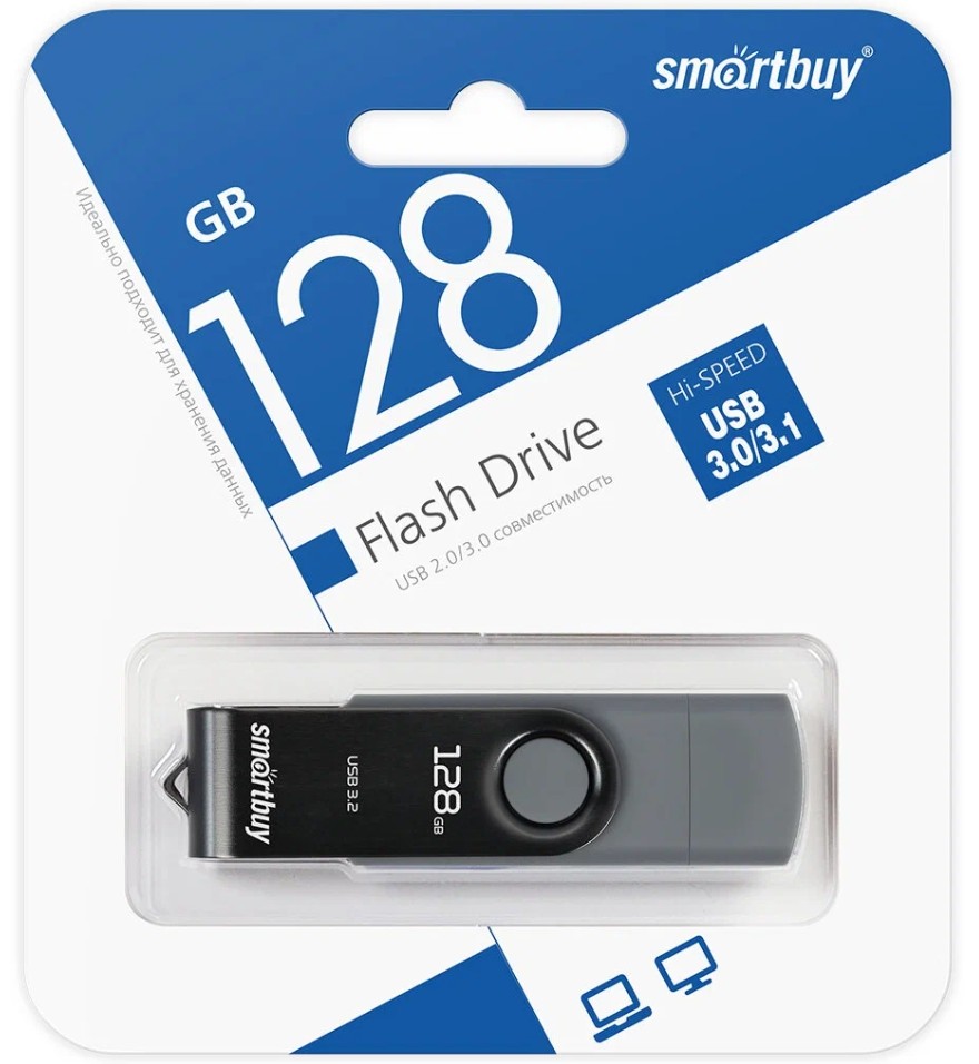USB/USB-C 3.1  флеш накопитель SmartBuy 128GB Twist Dual (SB128GB3DUOTWK) черный