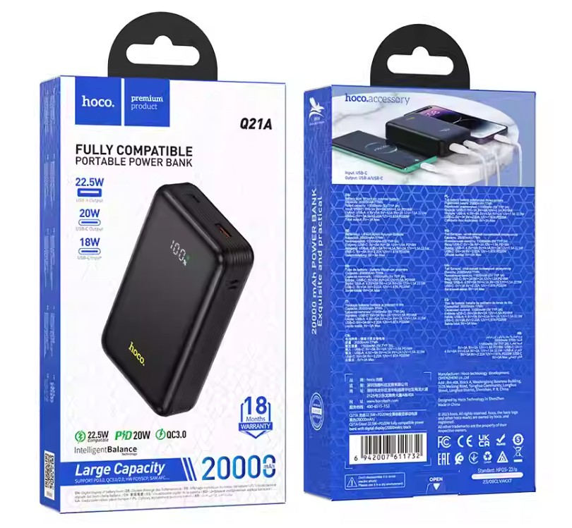 Powerbank Hoco Q21A 20000mAh 18W/20W 1USB/USB-C черный