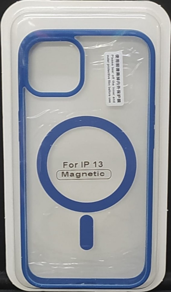 Накладка для i-Phone 13 6.1" Magsafe силикон прозрачный бока синие