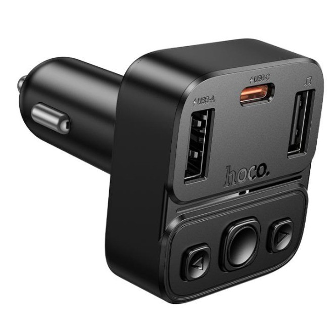 Автомобильное заряд. устр. Hoco E87 2USB/1C 35W + FM-трансмиттер черное