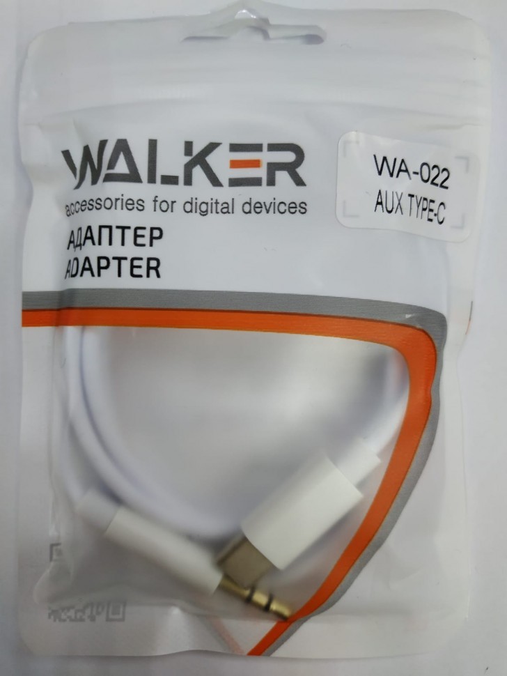 Кабель-переходник Walker WA-022 Type-C (папа) на AUX 3.5мм (папа) белый