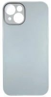 Чехол-накладка для i-Phone 14 силикон (стеклянная крышка) белая