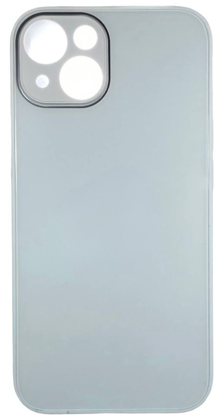 Чехол-накладка для i-Phone 14 силикон (стеклянная крышка) белая