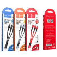 Usb Кабель-зарядка Hoco X47 3в1 Micro/Lightning/Type-C 25см чёрный