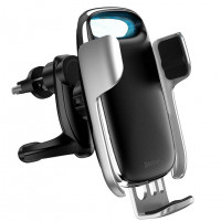 Держатель в автомобиль в воздуховод c беспроводной зарядкой Baseus (WXHW02-0S) серебристый