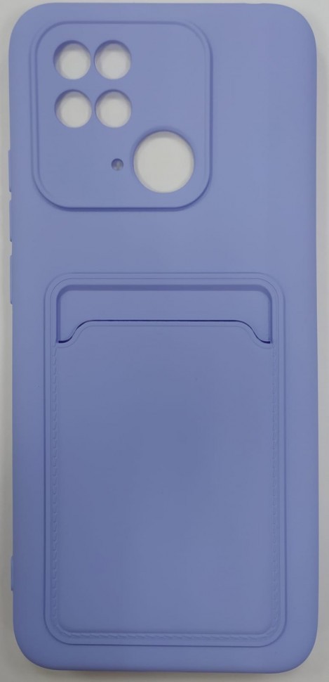Накладка для Xiaomi Redmi 10C силиконовая с карманом для карт голубая