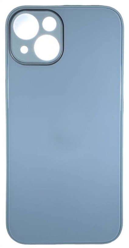 Чехол-накладка для i-Phone 14 силикон (стеклянная крышка) светло-серая