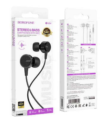 Стереонаушники Borofone BM94 с микрофоном 1.2м черные