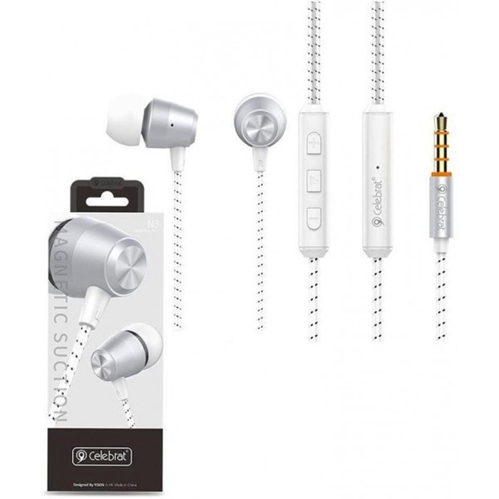 Наушники с микрофоном Celebrat N3 1.2м серебристые