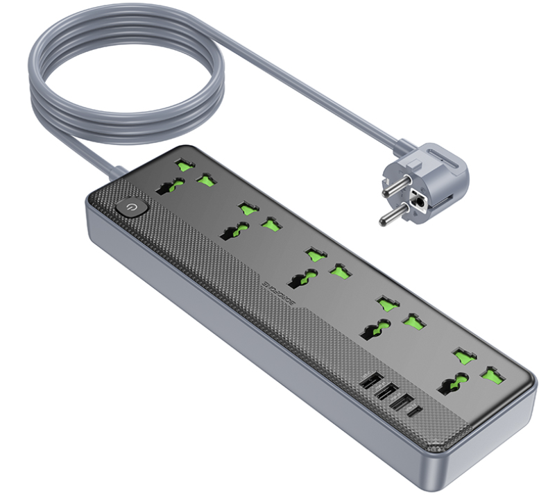 Сетевой фильтр Borofone BAC4A 5-розетки/3USB/1USB-C AC-2500W/DC-12W 1.5м черный