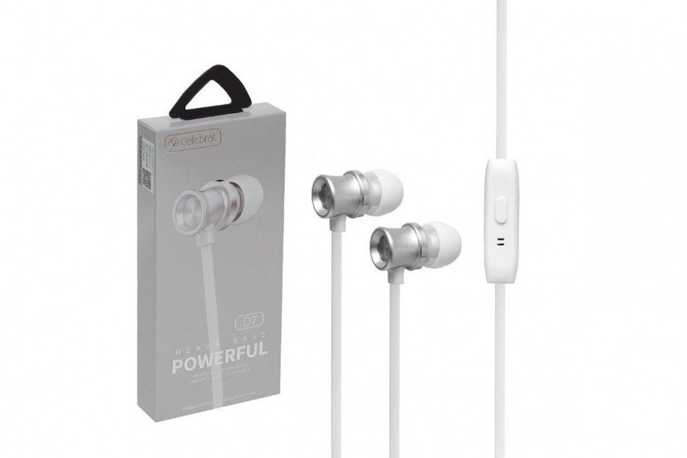 Наушники с микрофоном Celebrat D7 1.2м серебристые