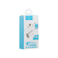 Автомобильное заряд. устр. Hoco Z12 с шнуром Lightning 2USB 2.4А белое
