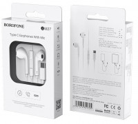 Стереонаушники Borofone BM27 Type-C с микрофоном 1.2м белые