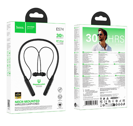 Беспроводные наушники для спорта Hoco ES74 BT5.4/30ч черные
