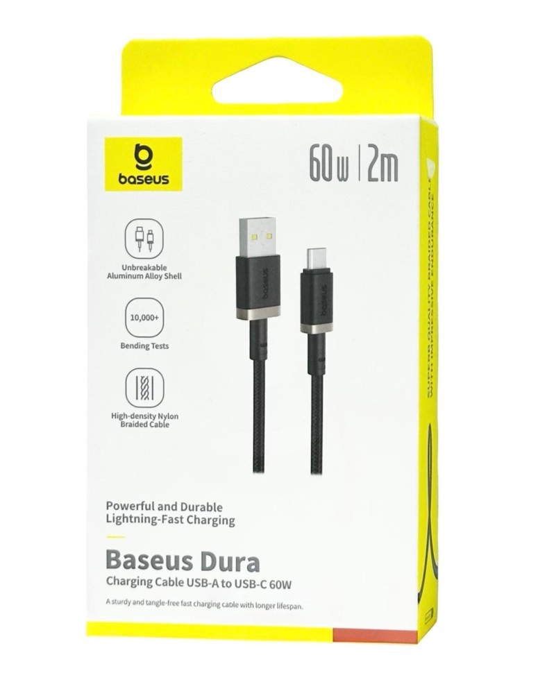 Usb Кабель-зарядка TYPE-C Baseus Dura Series 60W 2м (P10377802U01-02) черно-золотистый