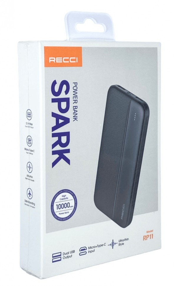 Powerbank Recci Spark RP11 10000mAh 2USB черный