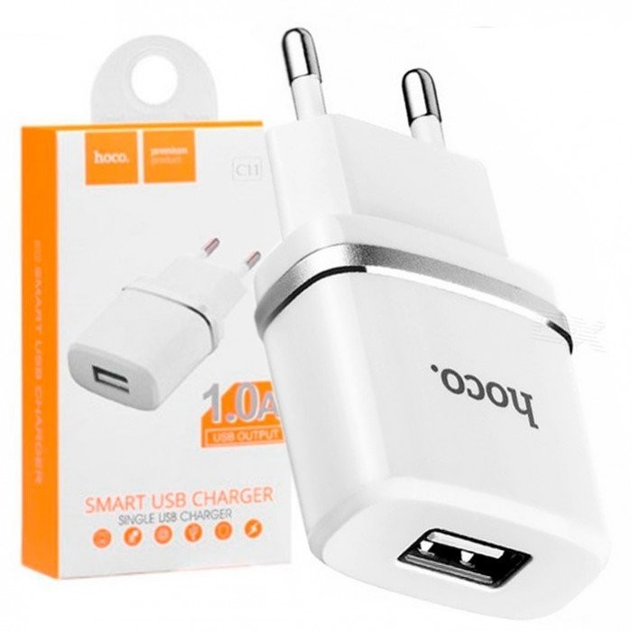 Сетевое зар. устр. Hoco C11 1USB 1A белое