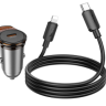 Автомобильное заряд. устр. Hoco NZ16A с шнуром Type-C на Lightning 1USB/1C серое