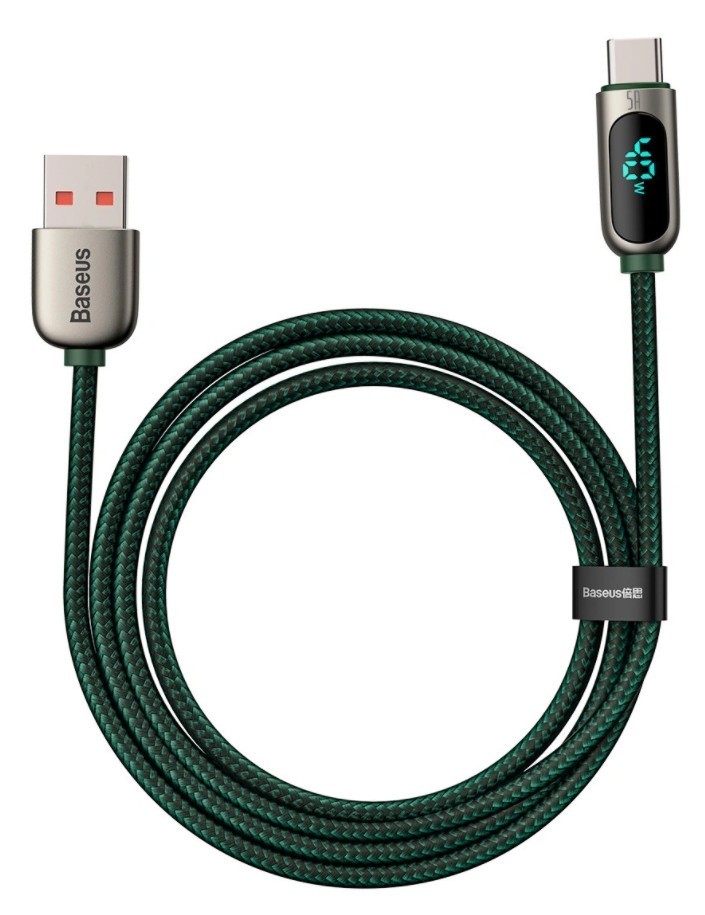 Usb Кабель-зарядка TYPE-C Baseus Display Fast 5A 1м (CATSK-06) зеленый Usb Кабель-зарядка TYPE-C Baseus Display Fast 5A 1м (CATSK-06) зеленый