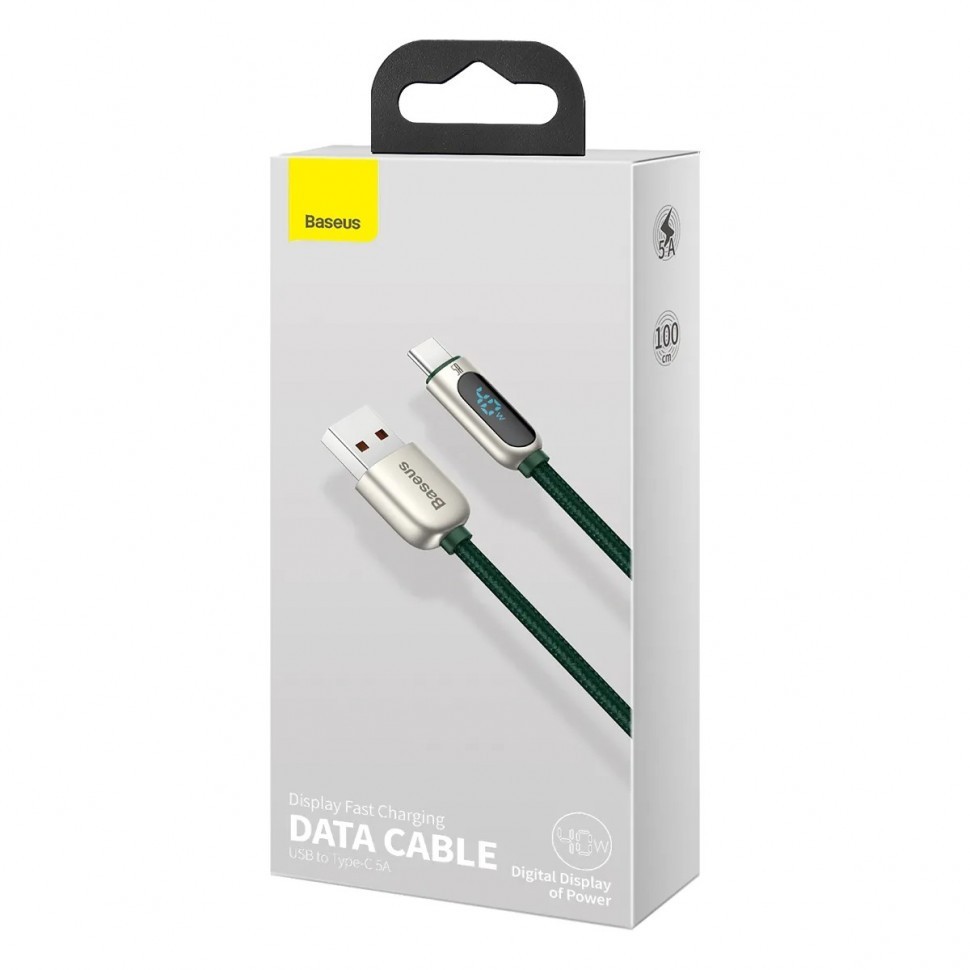 Usb Кабель-зарядка TYPE-C Baseus Display Fast 5A 1м (CATSK-06) зеленый Usb Кабель-зарядка TYPE-C Baseus Display Fast 5A 1м (CATSK-06) зеленый