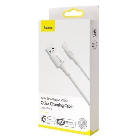 Usb Кабель-зарядка TYPE-C Baseus White 5A 2м (CATSW-G02) белый