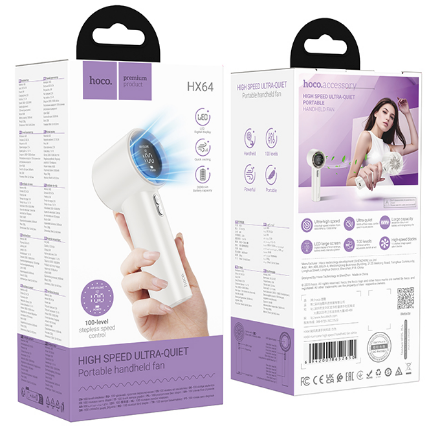 Портативный ручной мини-вентилятор Hoco HX64 белый