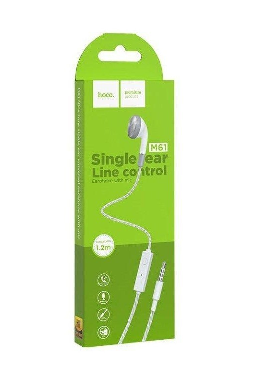 Наушники с микрофоном Hoco M61 Nice tone (одно ухо) 1.2м белые