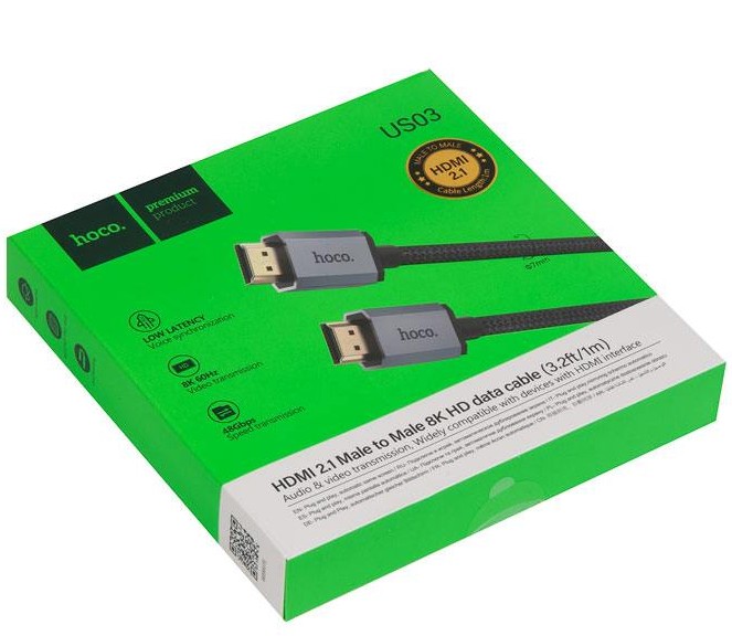 Кабель HDMI - HDMI v2.1 Hoco US03 8K/60Hz 1м черный