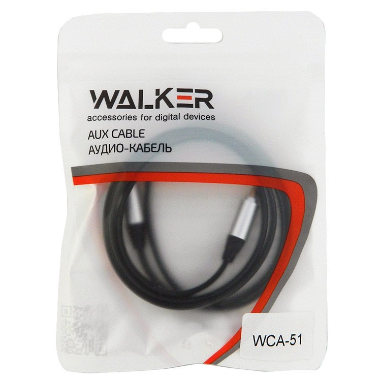 Аудиокабель AUX 3,5mm Walker WCA051 круглый белый