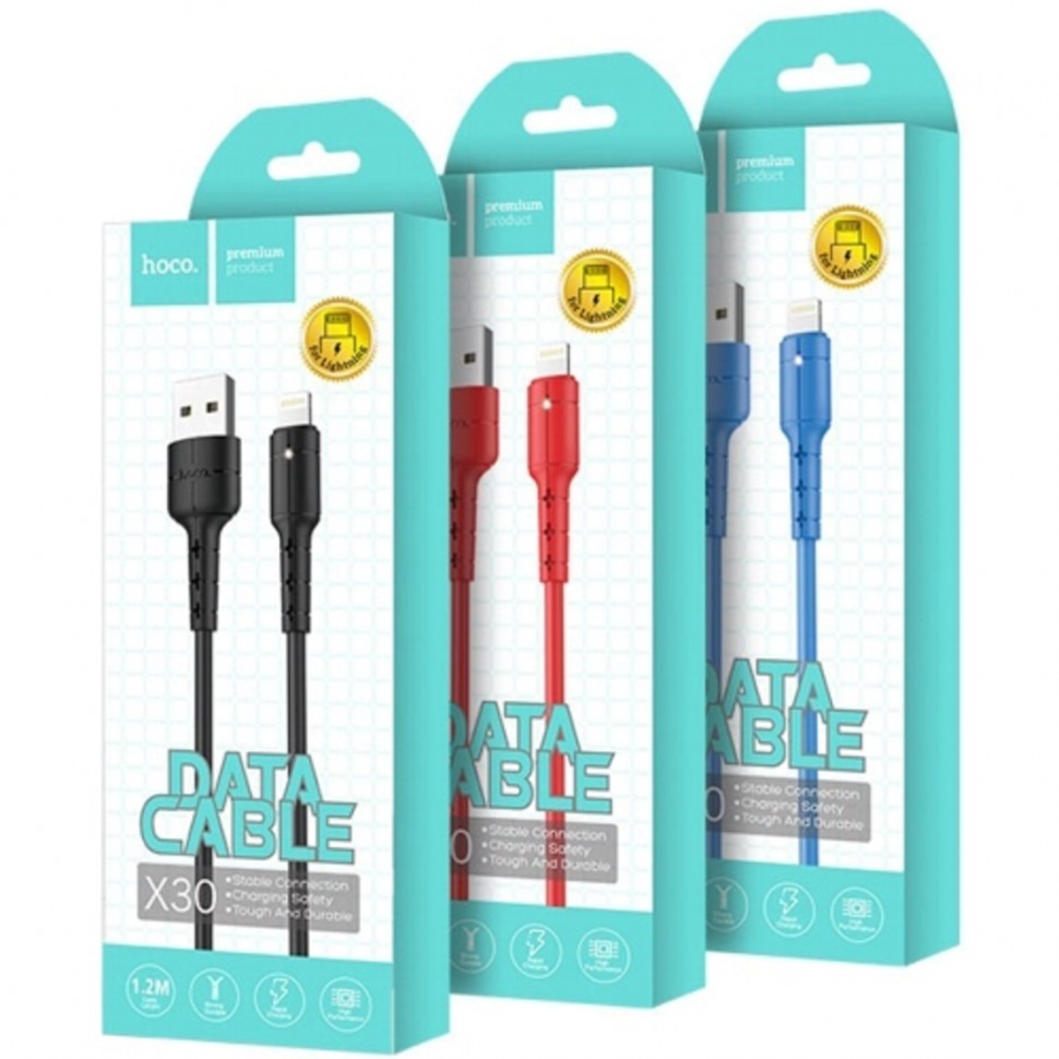 Usb Кабель-зарядка Lightning Hoco X30 Star 2.4A 1.2м силиконовый красный
