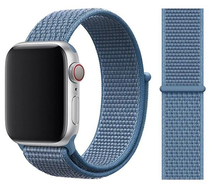 Сменный браслет для Apple Watch 38-40mm ткань липучка синий