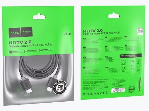 Кабель HDMI - HDMI HDTV2.0 Hoco US08 4K/60Hz 2м черный
