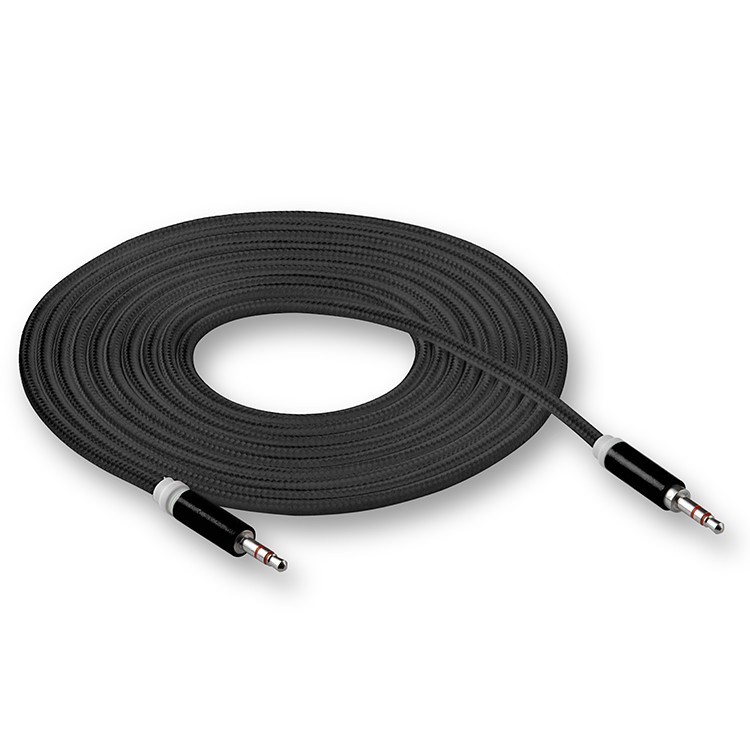 Аудиокабель AUX 3,5mm Walker WCA520 круглый 3.0m текстильная обмотка черный